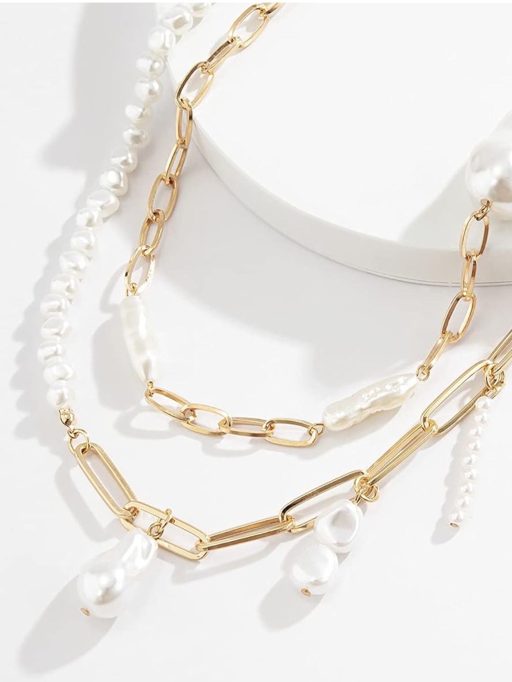 Layered Baroque Pearl Chain Necklace | Coastal Luxe Statement Jewelry